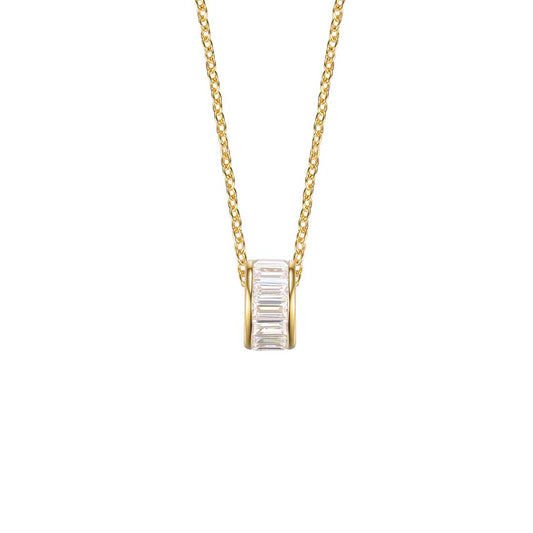 Silver Gold-plated CZ Roundel Necklace ST2378