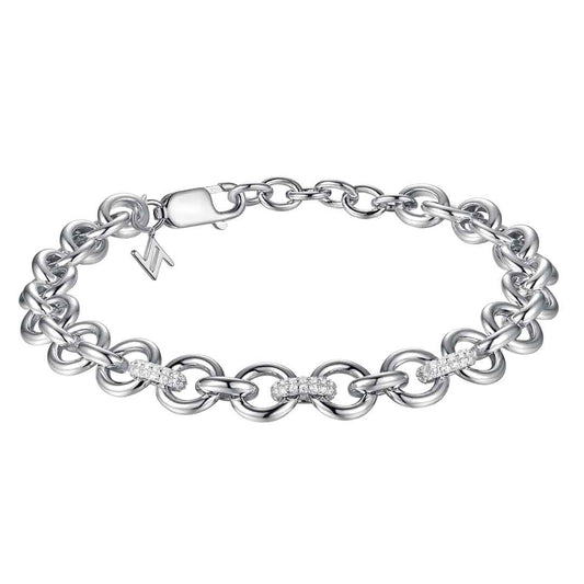 SILVER CZ ROUND LINK BRACELET ST2390