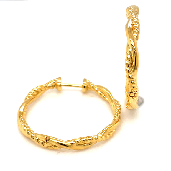 SILVER GOLD PLATED SOLID FLAIR HOOP EARRINGS ST2397