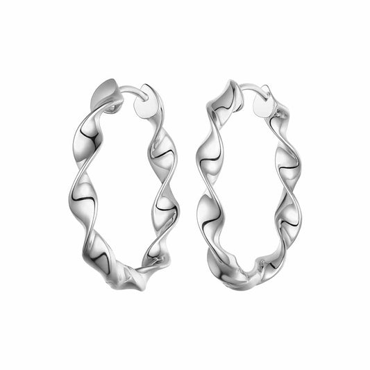 Silver Twist Hoop Earrings 26mm ST2416