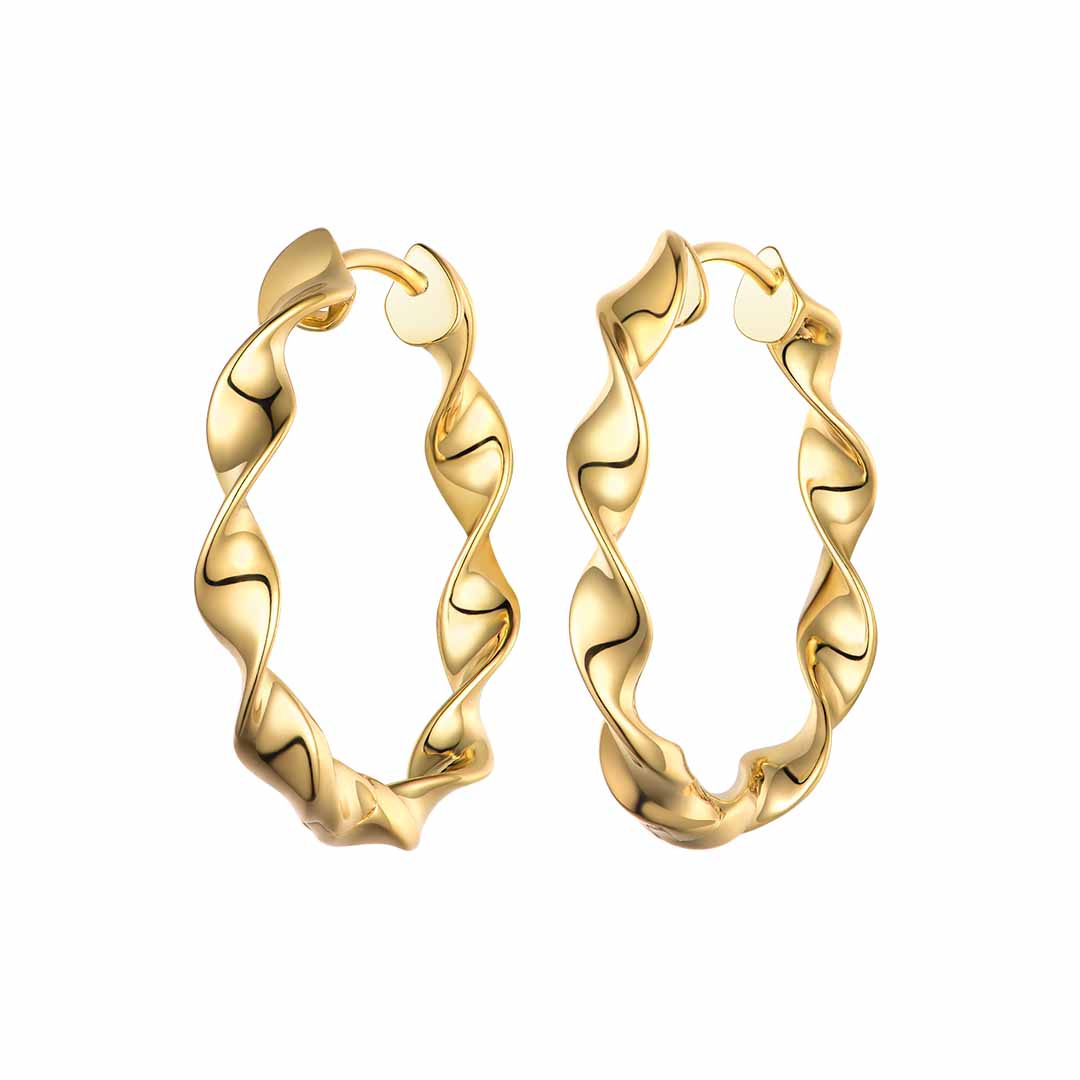 Silver Gold-plated Twist Hoop Earrings 26mm ST2417