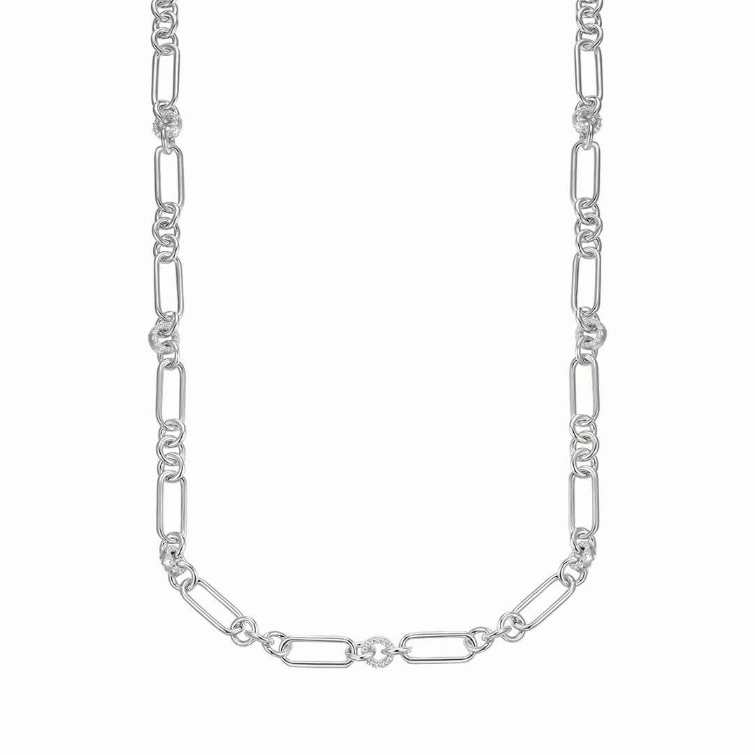 SILVER CZ PAPERLINK NECKLACE ST2438