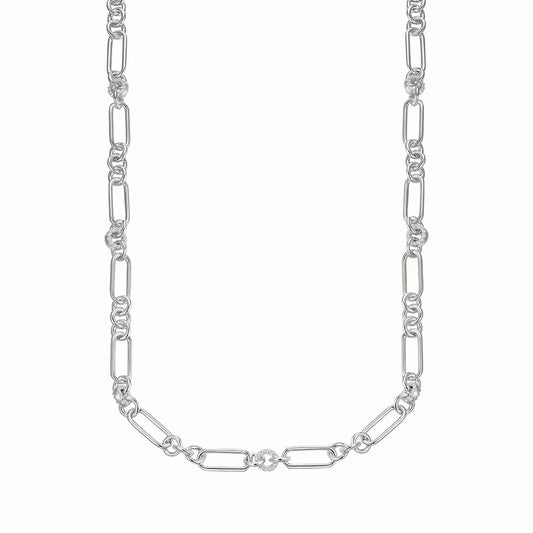 SILVER CZ PAPERLINK NECKLACE ST2438