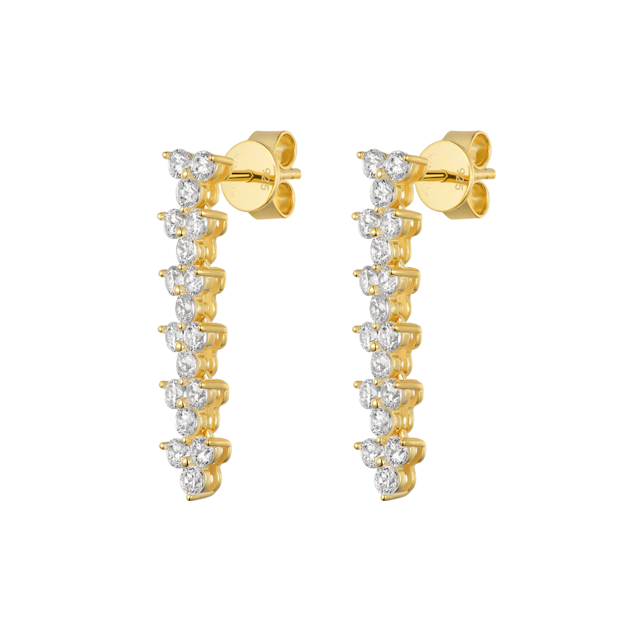 Silver Gold-plated CZ Sparkly Couture Dtop Earring Veliora ST2474