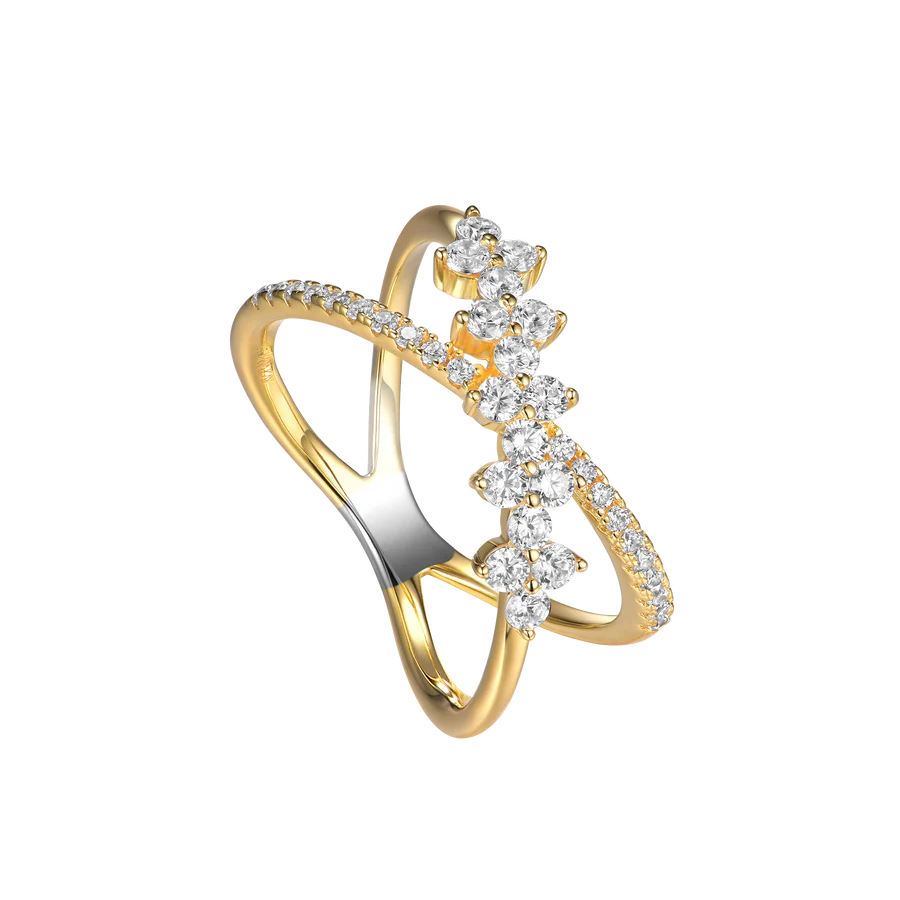Silver Gold-plated Sparkly Couture Ring Veliora ST2476
