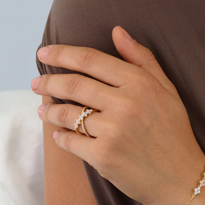 Silver Gold-plated Sparkly Couture Ring Veliora ST2476