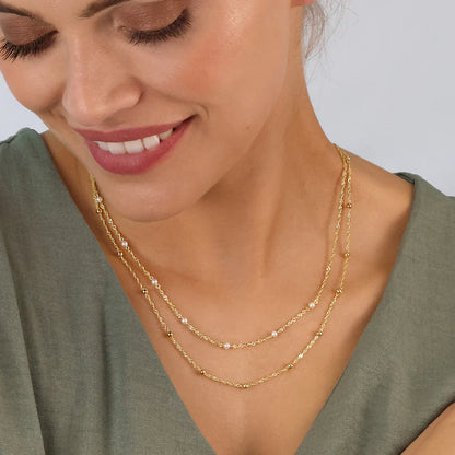 Silver Gold-plated CZ Baroque Flair Necklace Marjorie ST2518