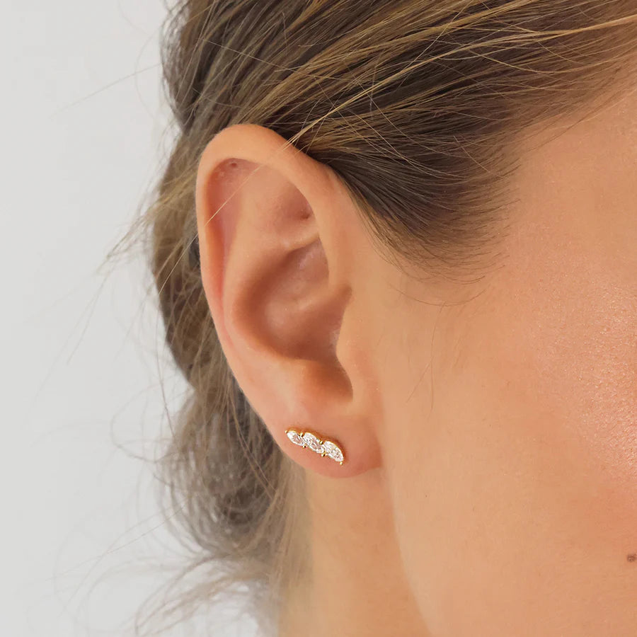 Silver Gold-plated CZ Sparkly Couture Earrings Caitlin ST2532