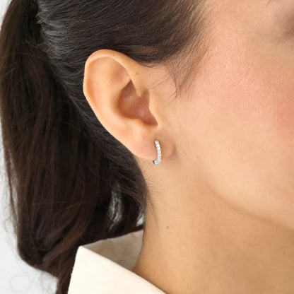 Silver Glamour Girl CZ Hoop Earrings ST2534