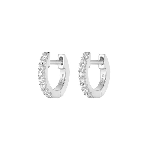 Silver Glamour Girl CZ Hoop Earrings ST2534