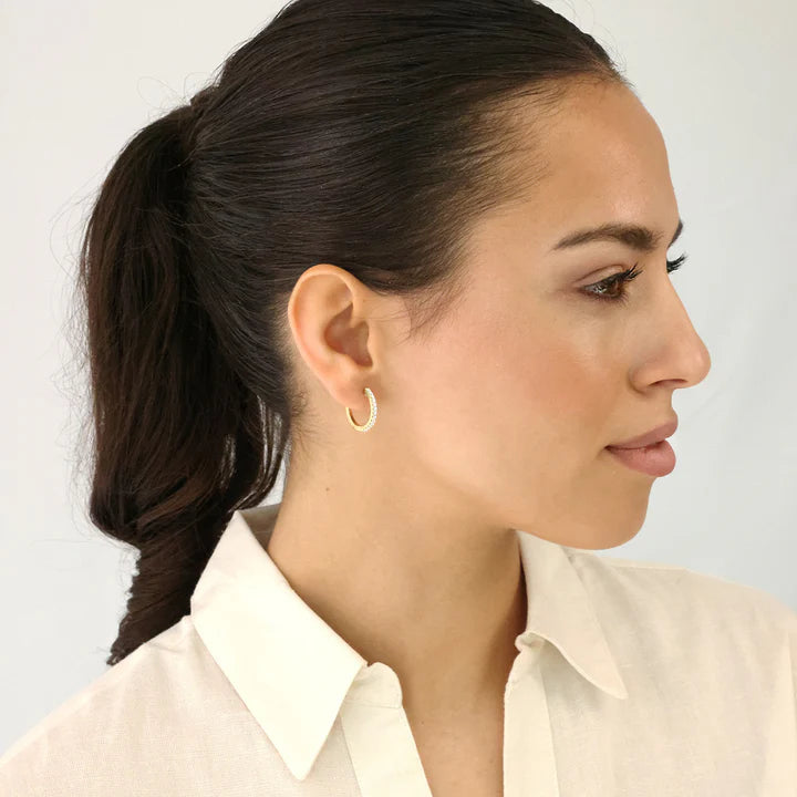 Silver Gold-plated Glamour Girl CZ Hoop Earrings ST2537
