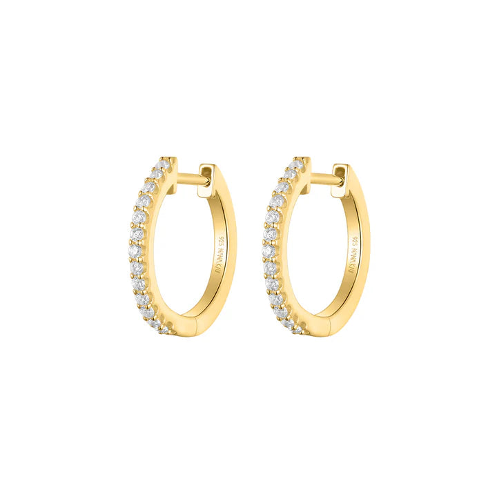 Silver Gold-plated Glamour Girl CZ Hoop Earrings ST2537