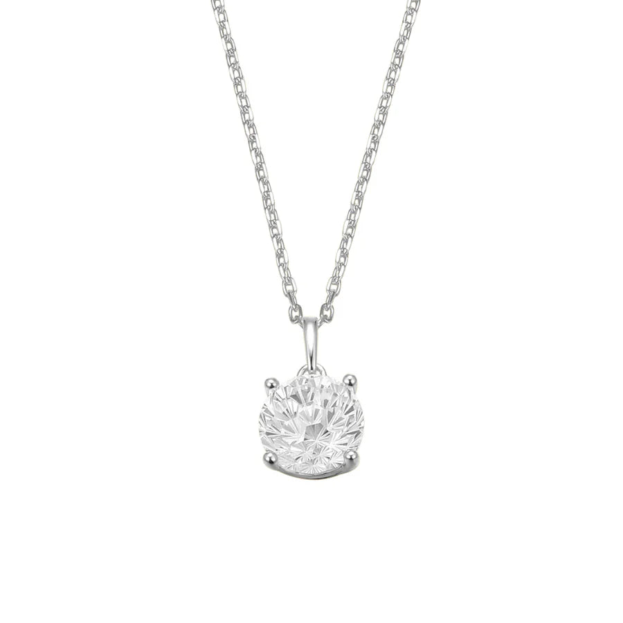 Sterling Silver CZ Classic Solitaire Pendant ST2539