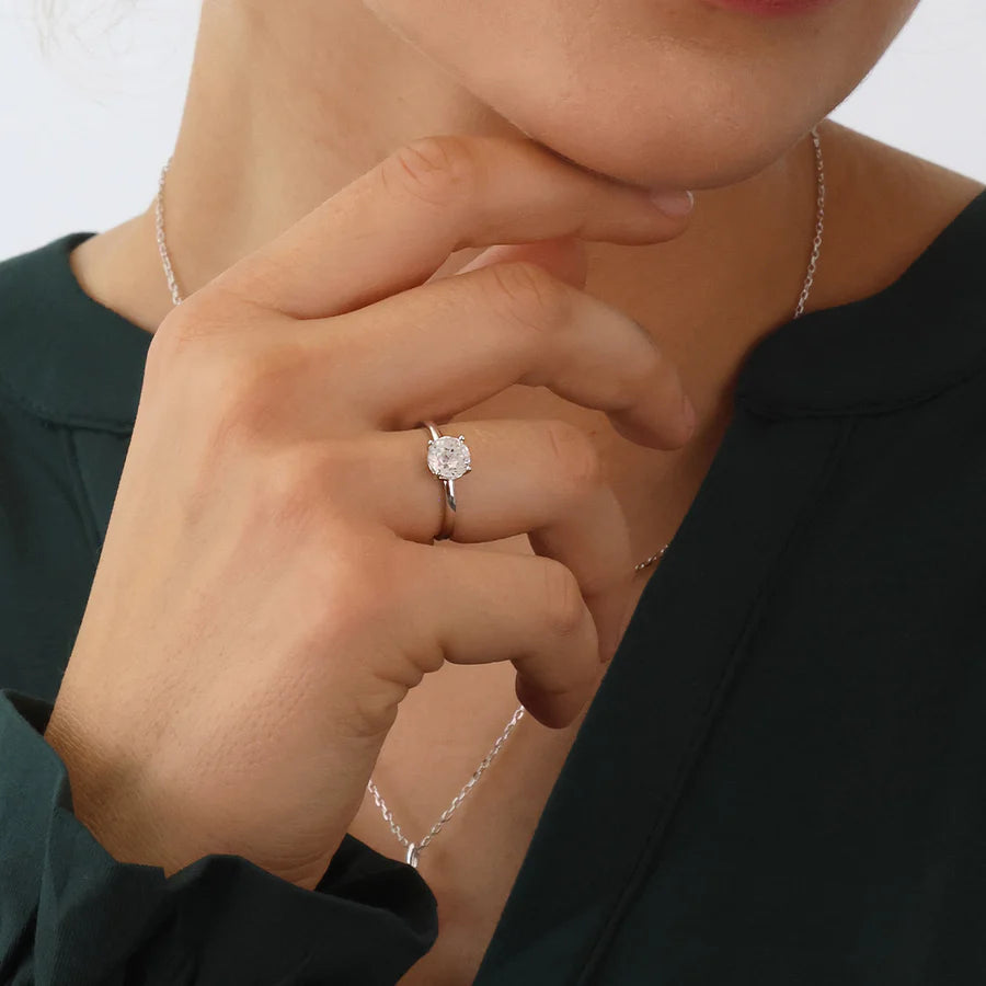 Silver 7mm Classic Soltaire Ring ST2541