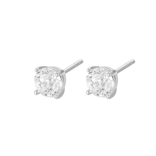 Silver CZ 6mm Classic Solitaire Stud Earrings ST2542