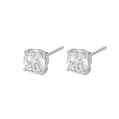 Silver CZ 7mm Classic Solitaire Stud Earrings ST2543