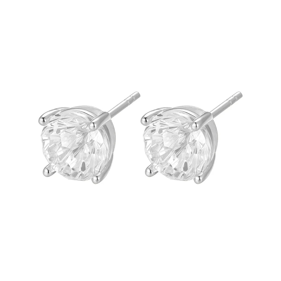 Silver CZ 8mm Classic Solitaire Stud Earrings ST2544