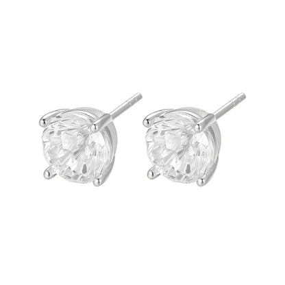 Silver CZ 8mm Classic Solitaire Stud Earrings ST2544