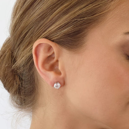 Silver CZ 8mm Classic Solitaire Stud Earrings ST2544