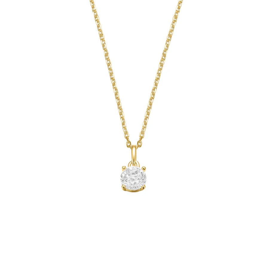 Silver Gold-plated CZ Classic Solitaire Pendant ST2545