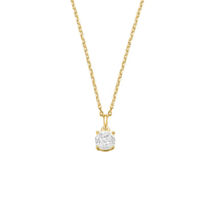 Silver Gold-plated CZ Classic Solitaire Pendant ST2545
