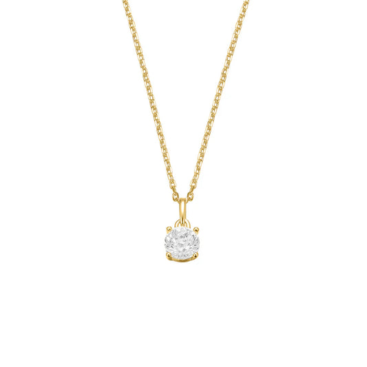 Silver Gold-plated CZ Classic Solitaire Pendant ST2545