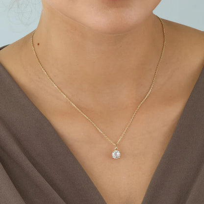 Silver Gold-plated CZ Classic Solitaire Pendant ST2545
