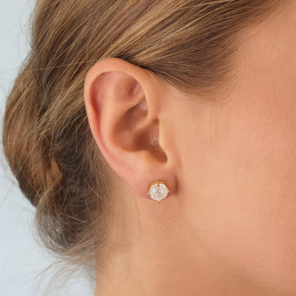 Silver Gold-plated CZ 8mm Classic Solitaire Stud Earrings ST2551