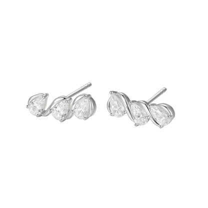 Silver CZ Sparkly Couture Earrings Brianna ST2554