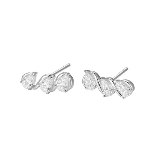 Silver CZ Sparkly Couture Earrings Brianna ST2554