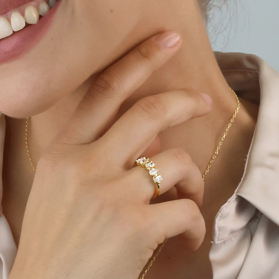 Silver Gold-plated CZ Sparkly Couture Ring Brianna ST2556