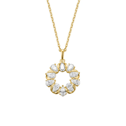 Silver Gold-plated CZ Sparkly Couture Necklace Brianna ST2557