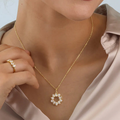 Silver Gold-plated CZ Sparkly Couture Necklace Brianna ST2557