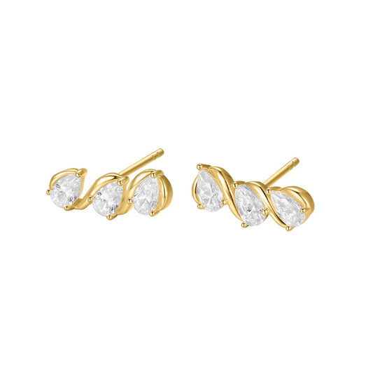 Silver Gold-plated CZ Sparkly Couture Earrings Brianna ST2558