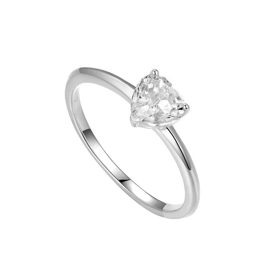 Silver Classic Solitaire CZ Heart Ring ST2561