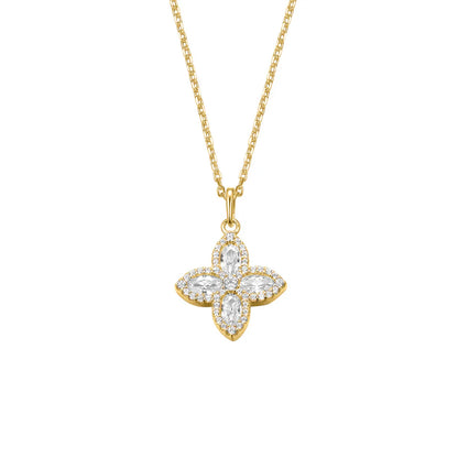 Silver Gold-plated CZ Pretty Petals Necklace Lyrienne ST2567