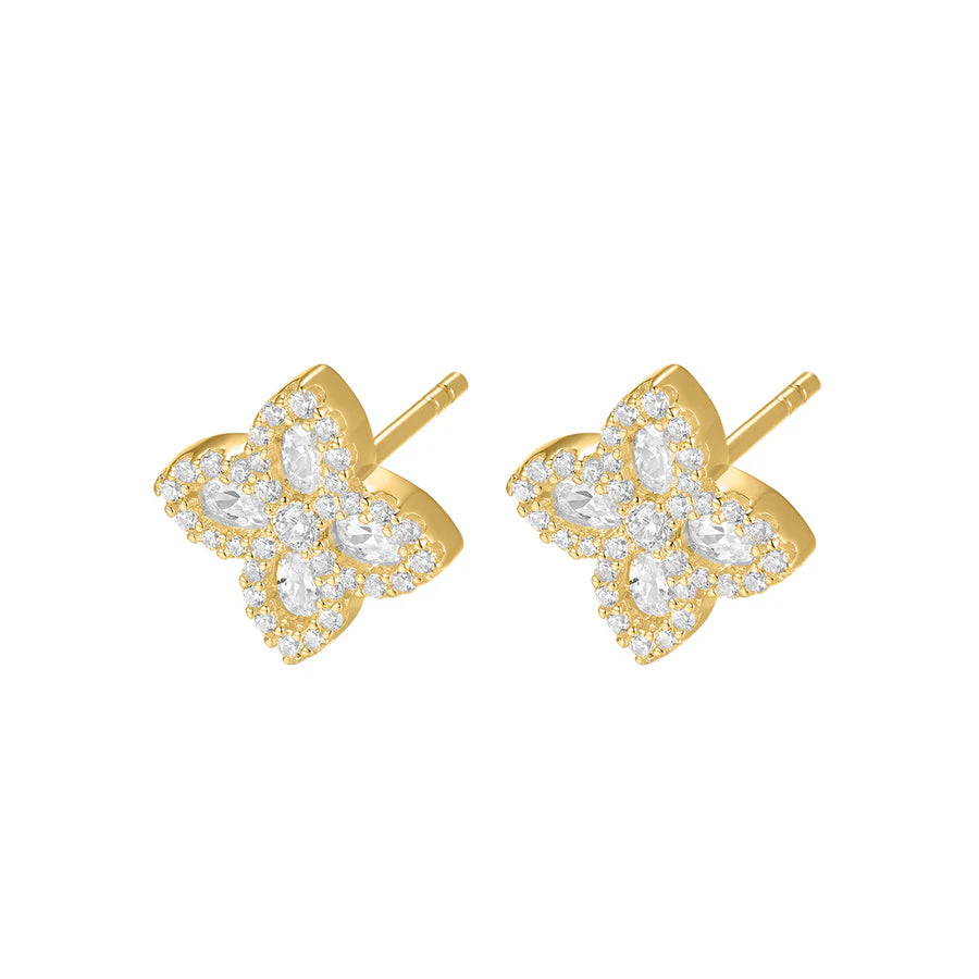 Silver Gold-plated CZ Pretty Petals Earrings Lyrienne ST2568