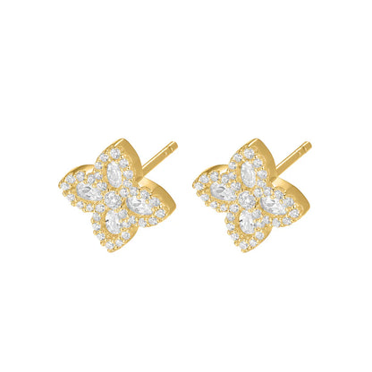 Silver Gold-plated CZ Pretty Petals Earrings Lyrienne ST2568