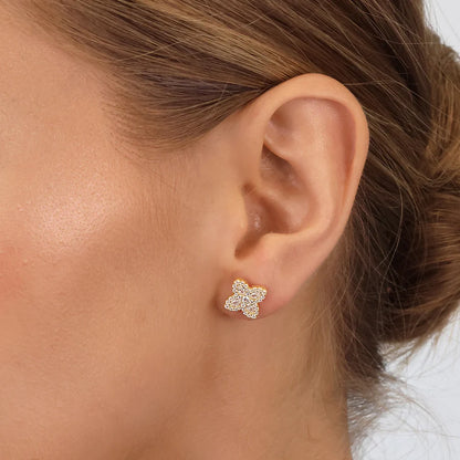 Silver Gold-plated CZ Pretty Petals Earrings Lyrienne ST2568