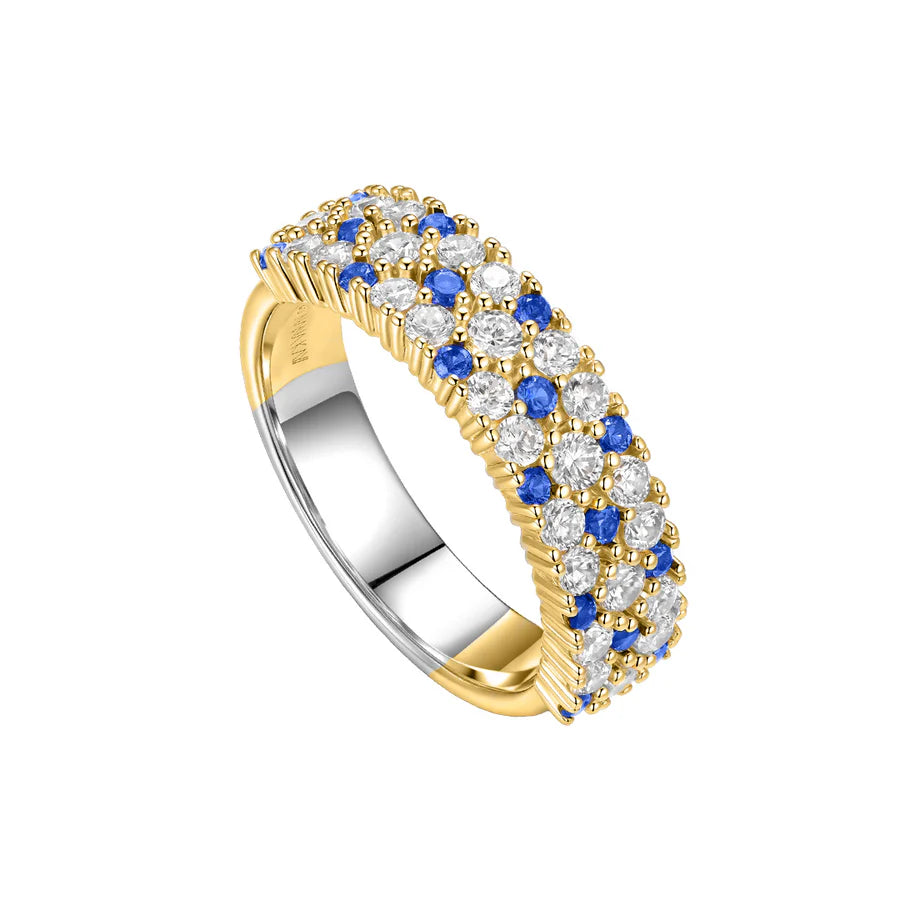 Silver Gold-plated CZ Colour Love Ring ST2572
