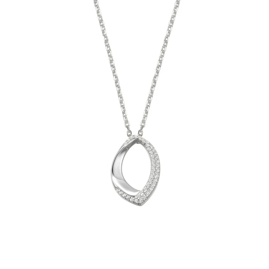 Sterling Silver CZ Glamour Girl Necklace Oleandra ST2574