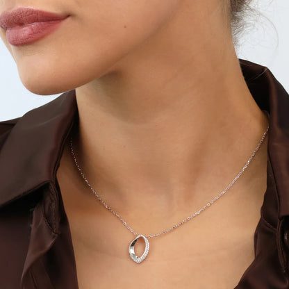 Sterling Silver CZ Glamour Girl Necklace Oleandra ST2574