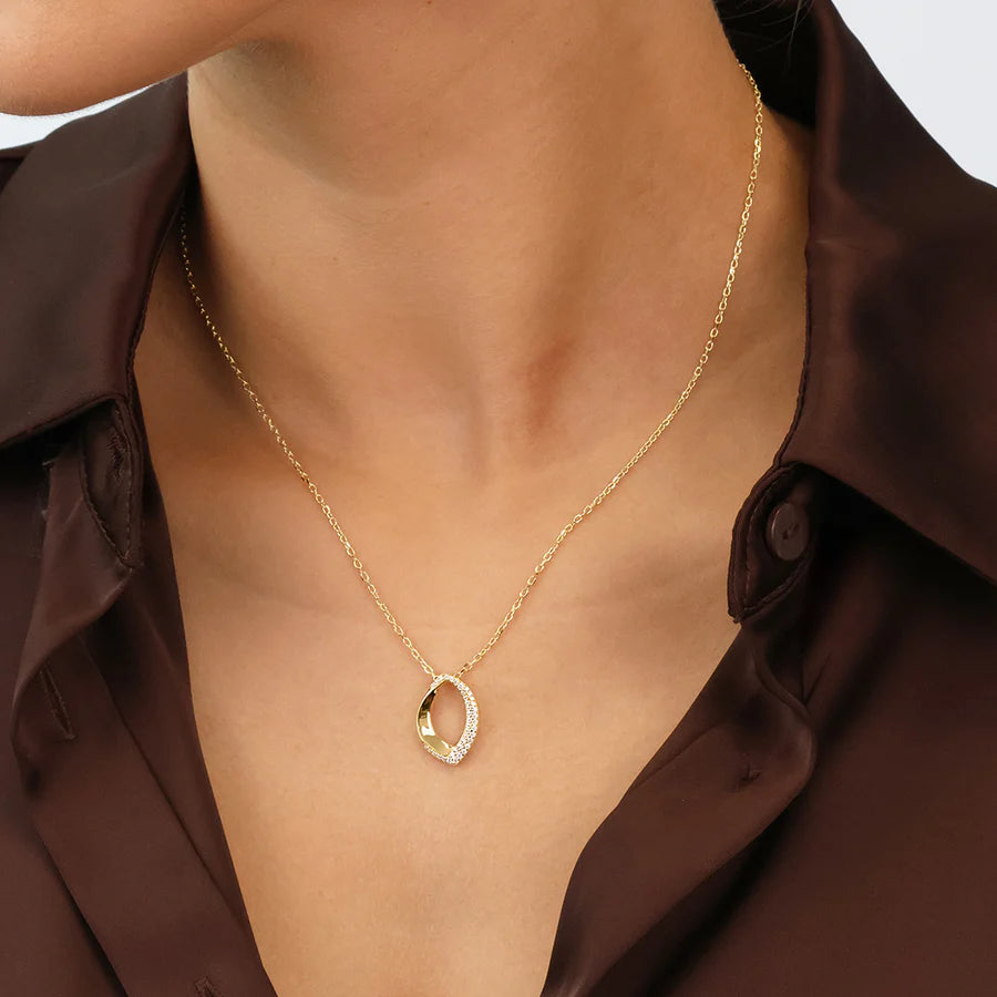 Silver Gold-plated CZ Glamour Girl Necklace Oleandra ST2576