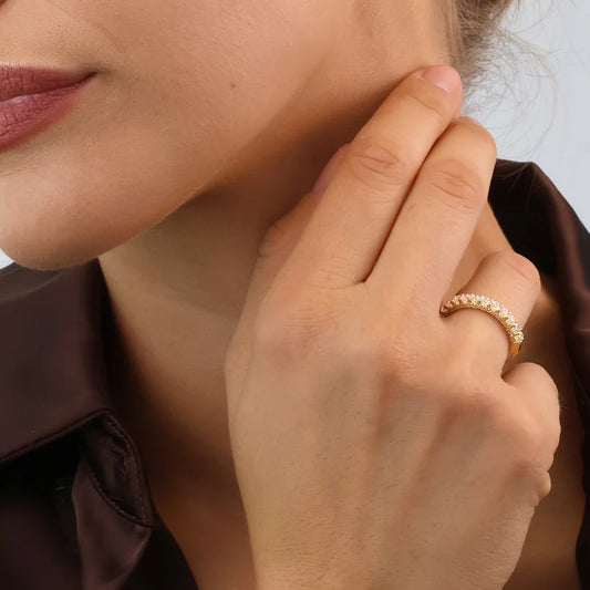 Silver Gold-plated CZ Sparkly Eternity Ring ST2586