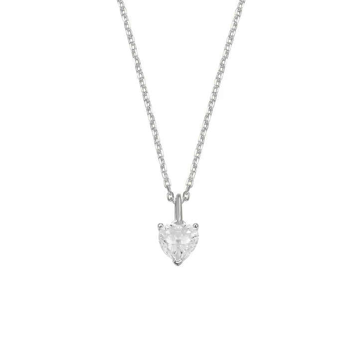 Silver Classic Solitaire CZ Heart Pendant ST2588
