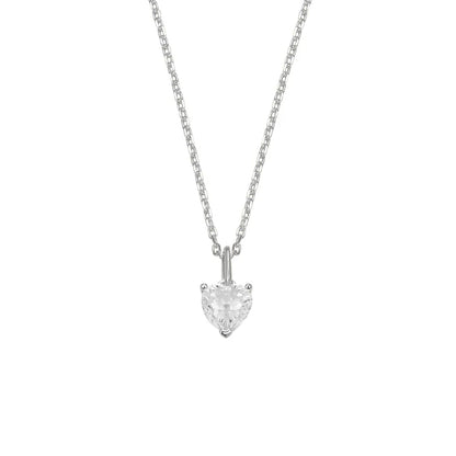 Silver Classic Solitaire CZ Heart Pendant ST2588