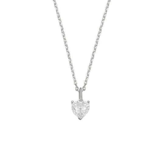 Silver Classic Solitaire CZ Heart Pendant ST2588