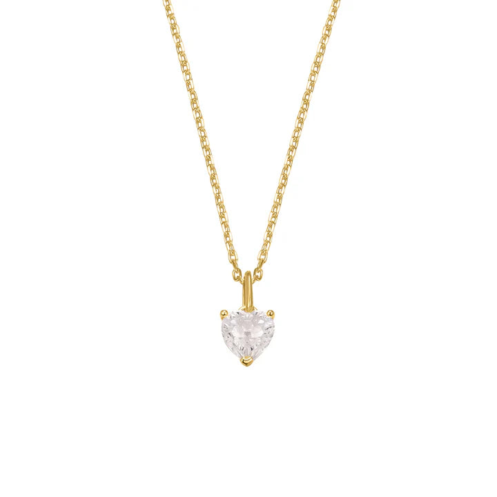 Silver Gold-plated Classic Solitaire CZ Heart Pendant ST2589
