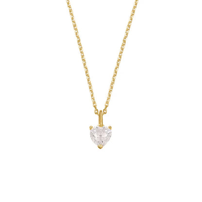 Silver Gold-plated Classic Solitaire CZ Heart Pendant ST2589