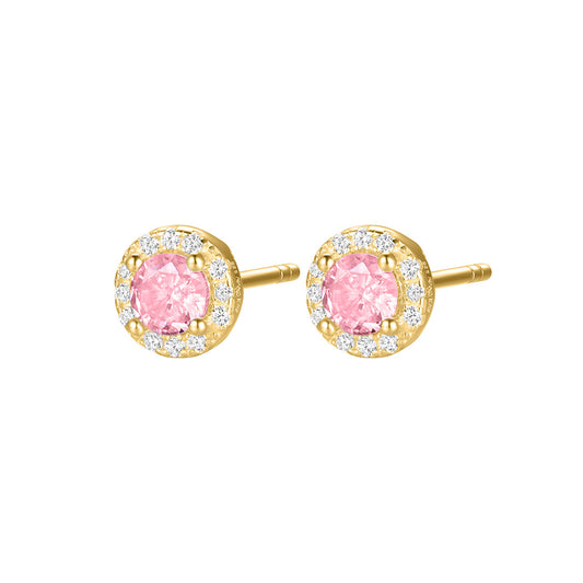 Silver Gold-plated Pink CZ Modern Classics Stud Earrings ST2602
